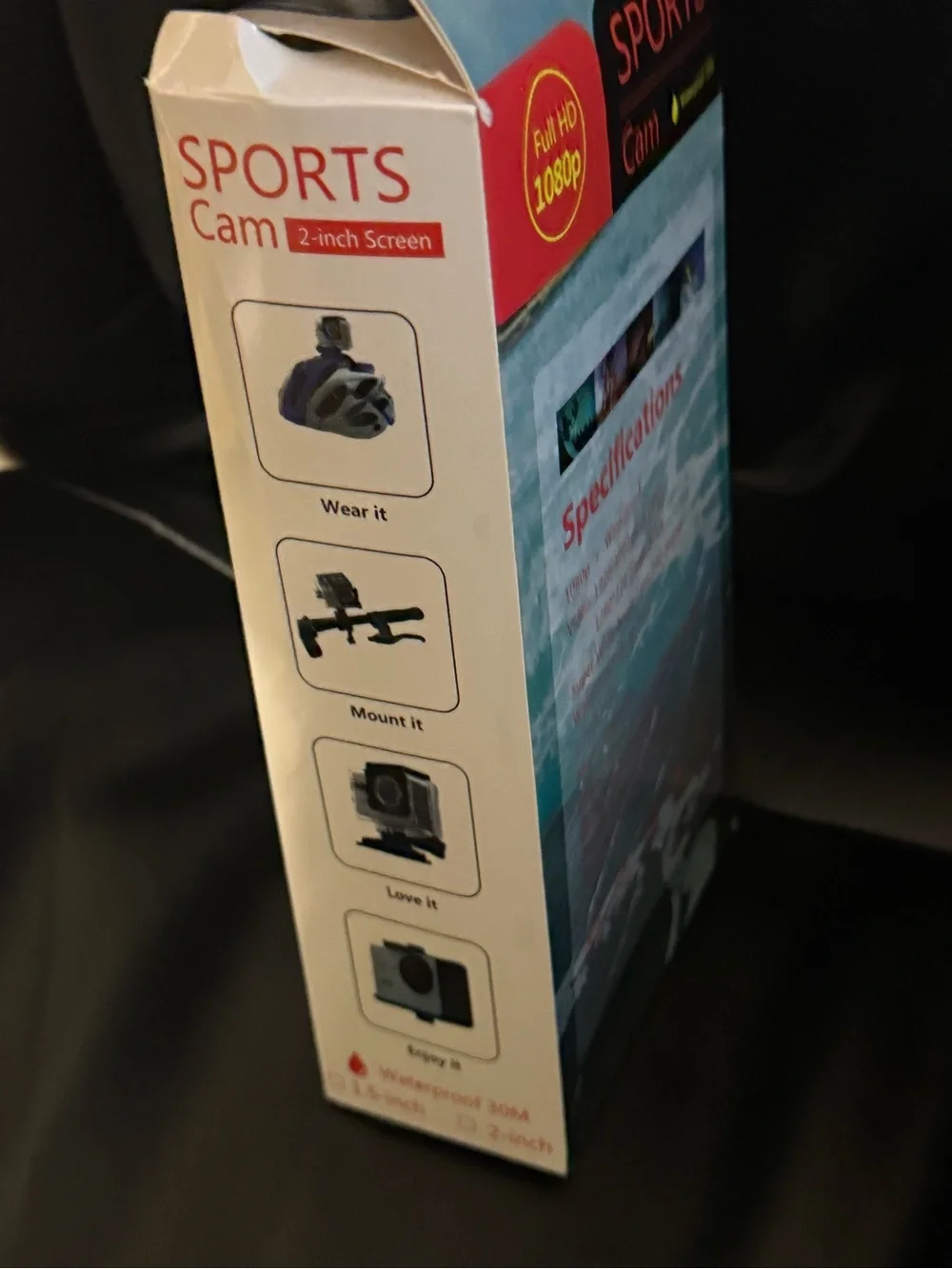Black Sports Action Camera - Full HD 1080p